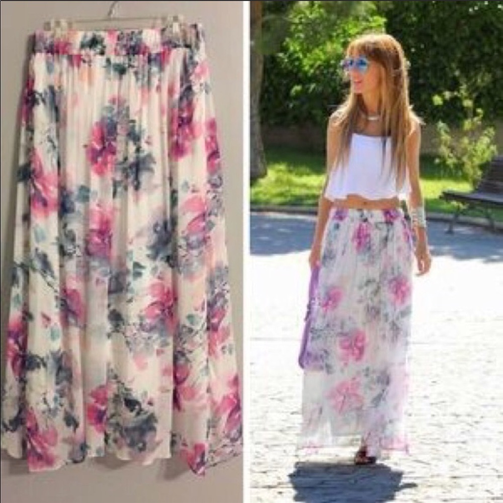 COPY - ZARA floral maxi skirt